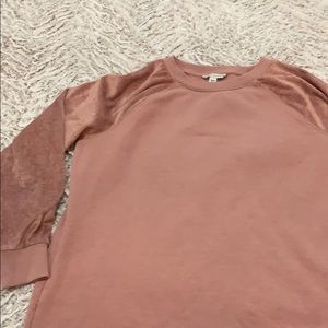 Pink Sweater with Velvet sleeves
